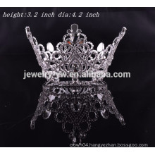 fashion metal silver plated crystal full round pageant crowns